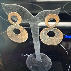 VTG 2 Circle Handmade Hammered Copper post earrings